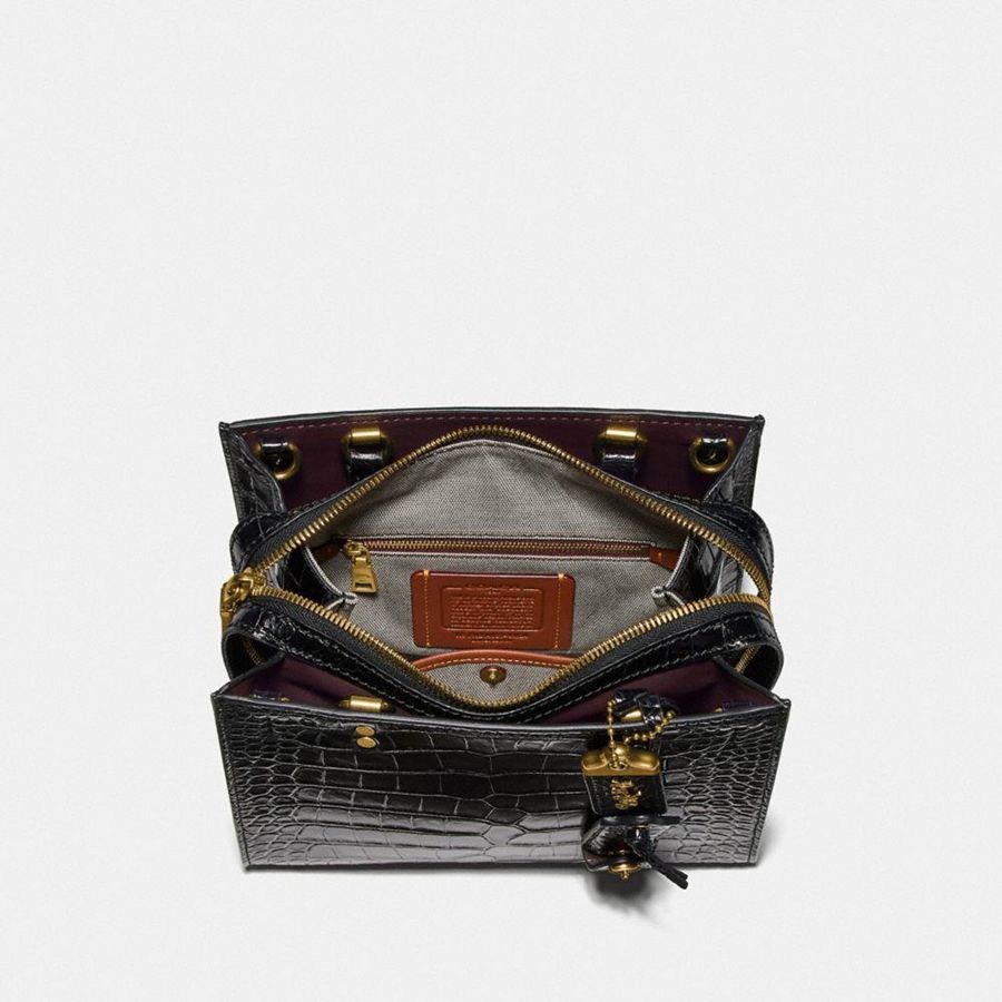 Bolsas Tote COACH Rogue 25 In Alligator Feminino Pretas | 30728DBUW