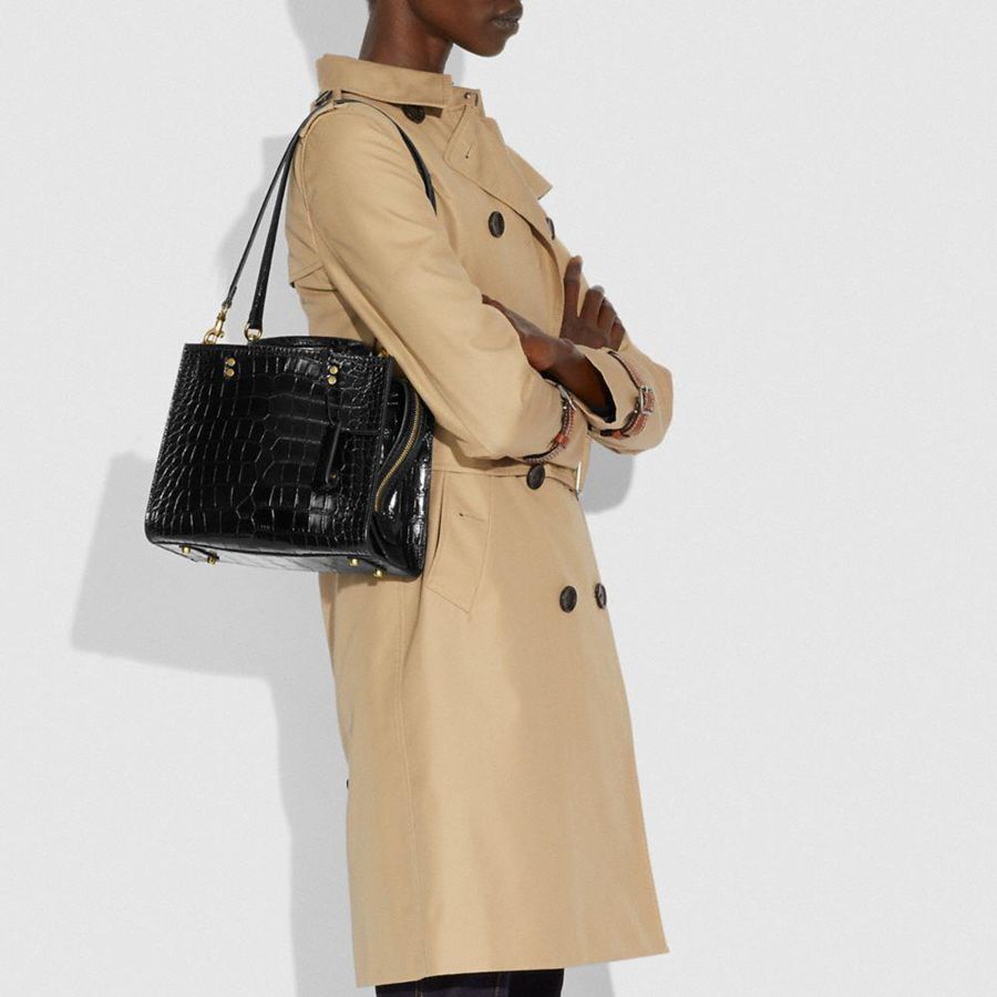 Bolsas Tote COACH Rogue 25 In Alligator Feminino Pretas | 30728DBUW