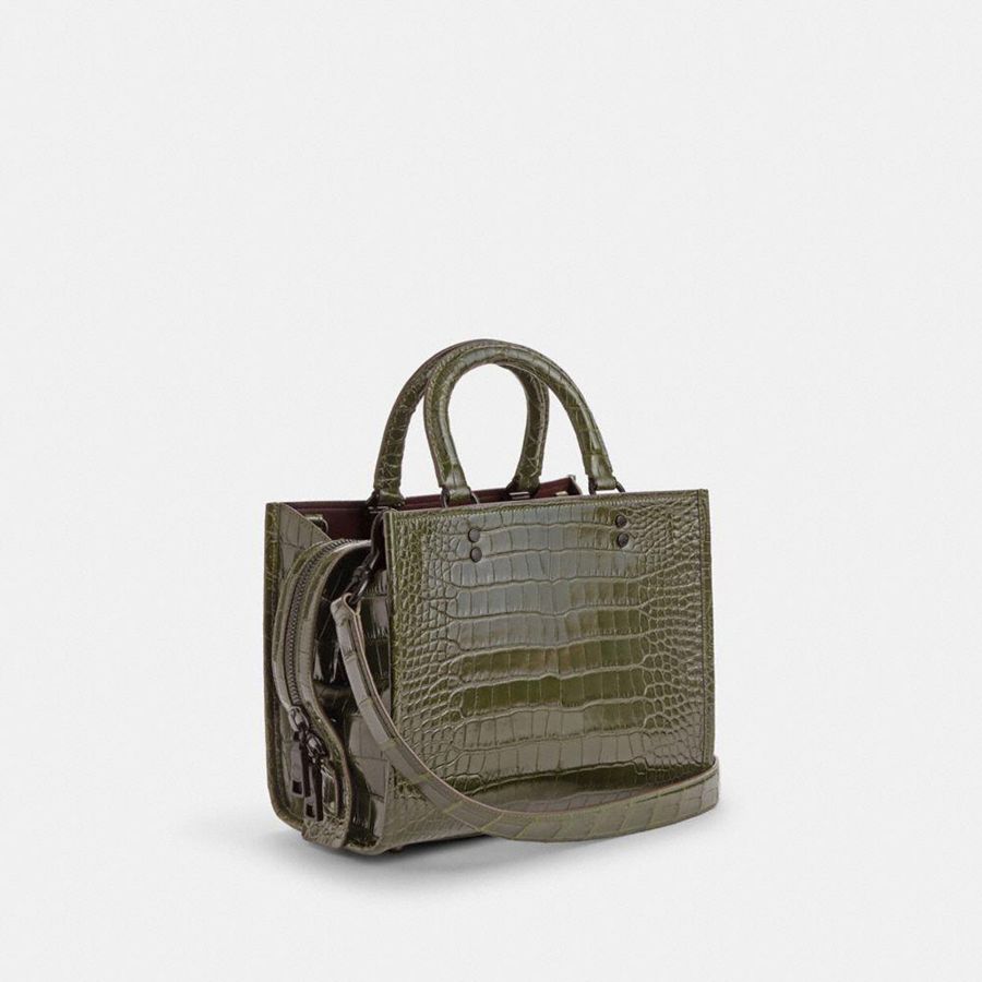 Bolsas Tote COACH Rogue 25 In Alligator Feminino Verde Oliva | 96472QWSG
