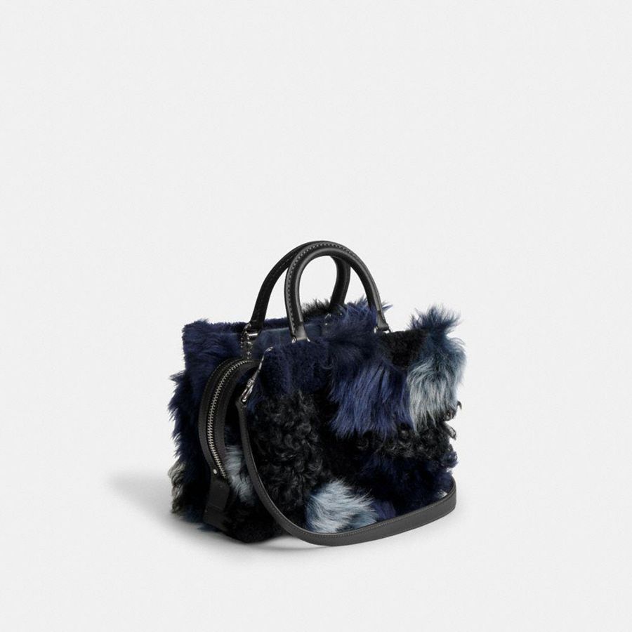Bolsas Tote COACH Rogue 25 With Patchwork Feminino Azuis | 28491AQPL