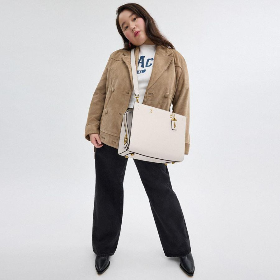 Bolsas Tote COACH Rogue Feminino Branco | 90728OVSK