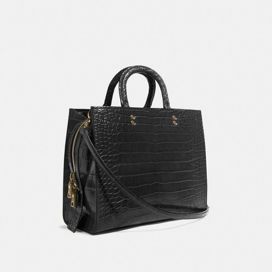 Bolsas Tote COACH Rogue In Alligator Feminino Pretas | 67952XJOB
