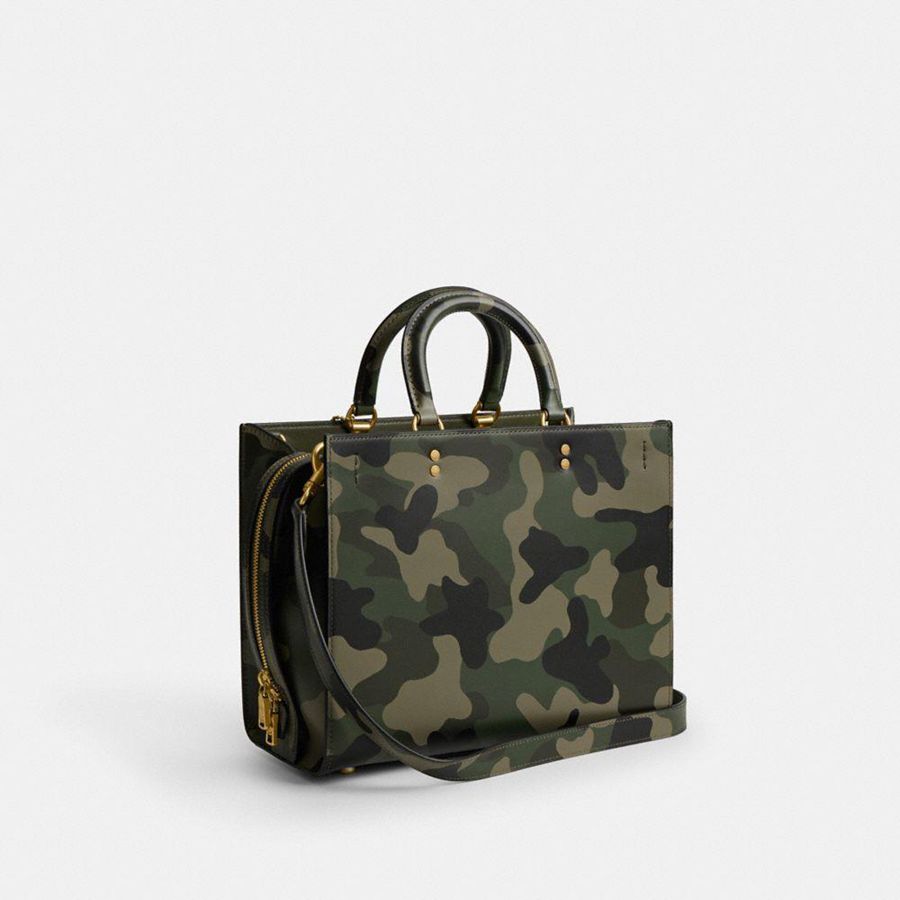 Bolsas Tote COACH Rogue With Camo Print Feminino Verdes | 86790PNBW