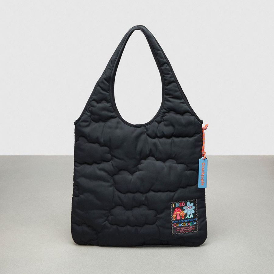 Bolsas Tote COACH Topia Loop Flat With Cloud Quilting Masculino Pretas | 67842WVEX