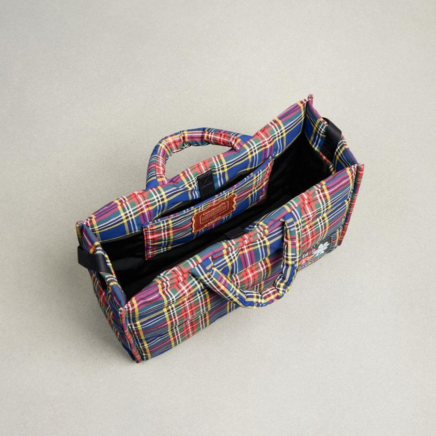 Bolsas Tote COACH Topia Loop Tote With Plaid Quilting Feminino Azuis | 92701NBJF