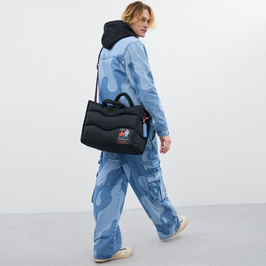 Bolsas Tote COACH Topia Loop With Wavy Quilting Masculino Pretas | 51240KZUR