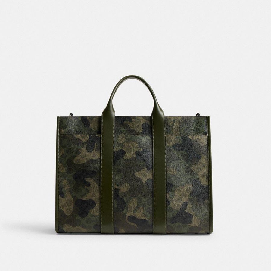Bolsas Tote COACH Wesley In Signature Camo Print Masculino Verdes | 73629BOHC