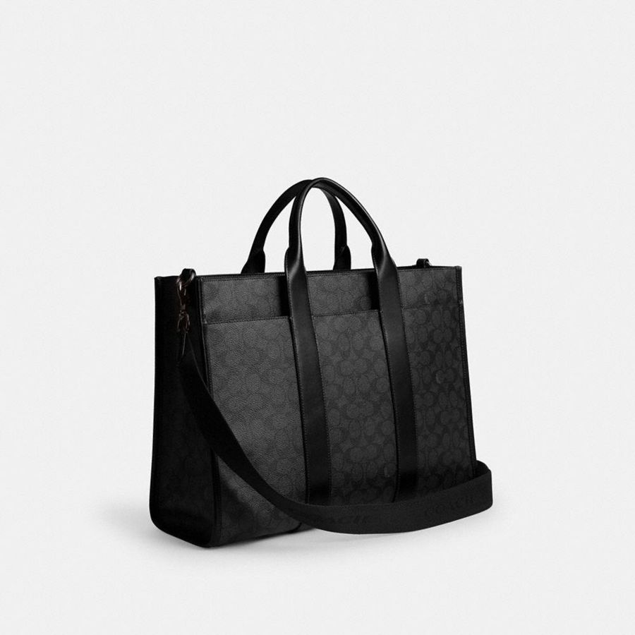 Bolsas Tote COACH Wesley In Signature Canvas Masculino Cinzentas | 03684AFSW