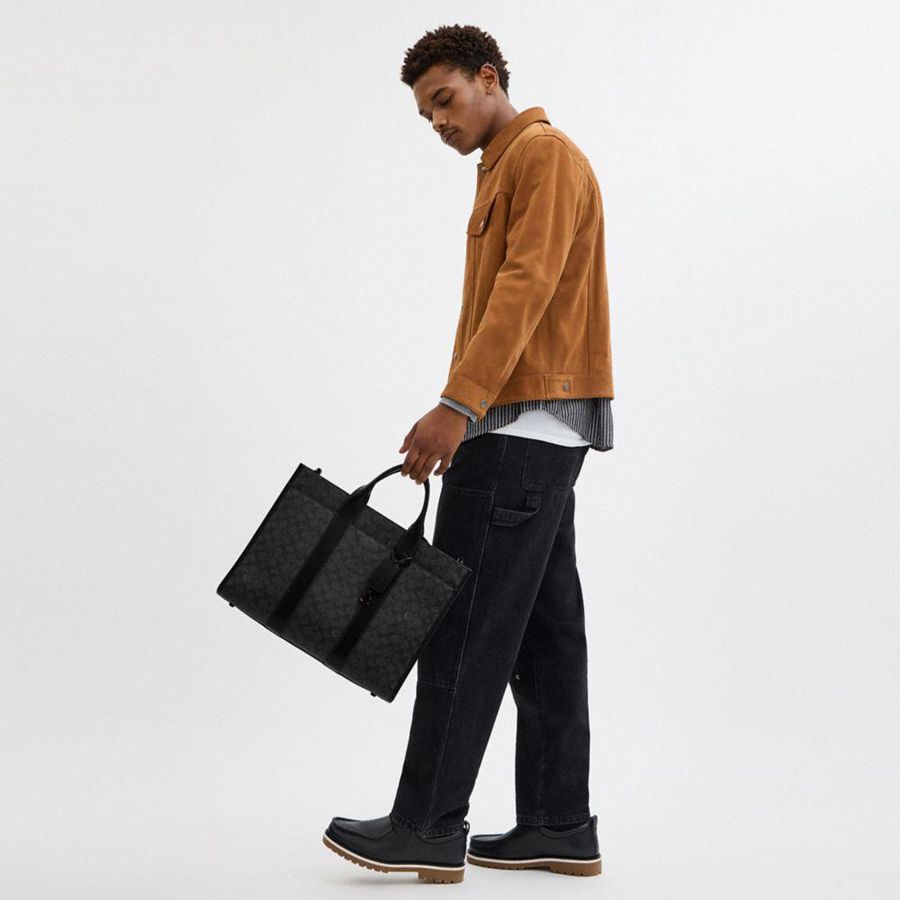 Bolsas Tote COACH Wesley In Signature Canvas Masculino Cinzentas | 03684AFSW