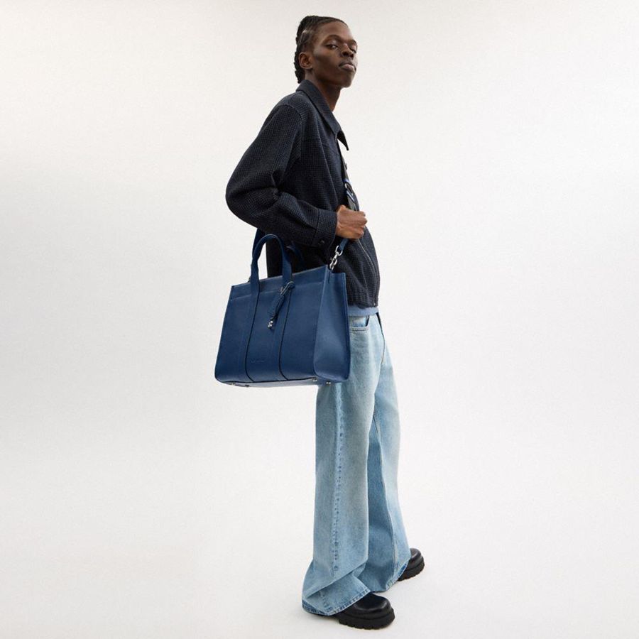 Bolsas Tote COACH Wesley Masculino Azuis | 32489JFCD