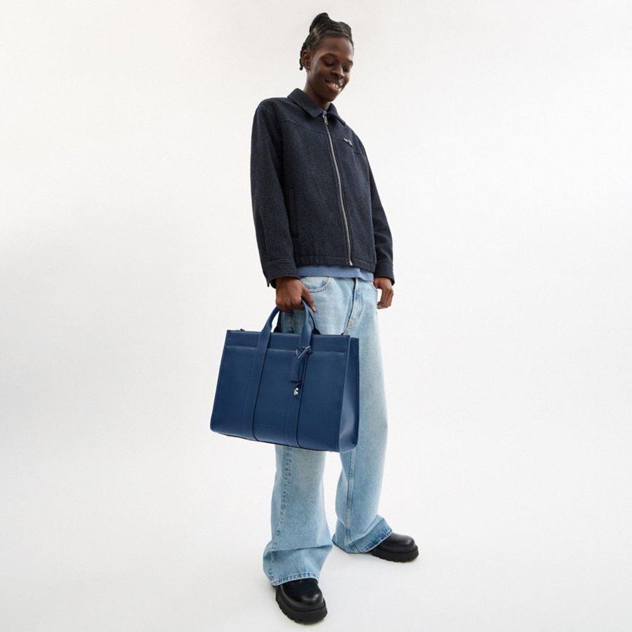 Bolsas Tote COACH Wesley Masculino Azuis | 32489JFCD