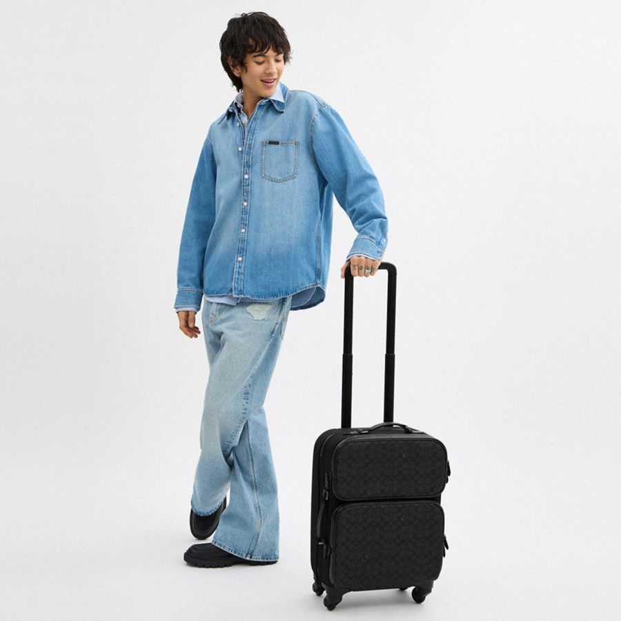 Bolsas Tote COACH Wheeled Carry On In Signature Canvas Masculino Cinzentas | 84705CTUP