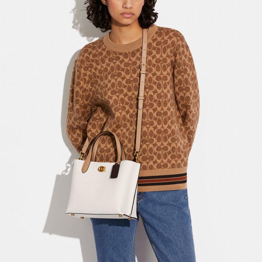Bolsas Tote COACH Willow 24 In Colorblock Feminino Branco | 49823UNGE