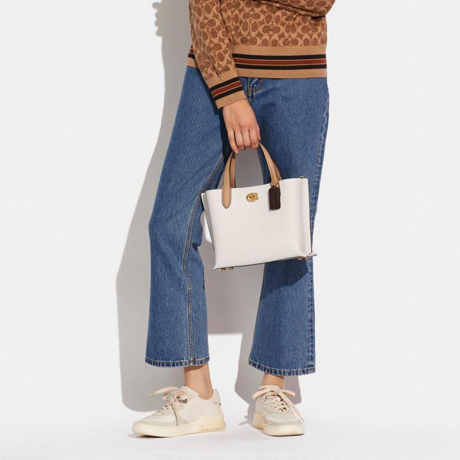 Bolsas Tote COACH Willow 24 In Colorblock Feminino Branco | 49823UNGE