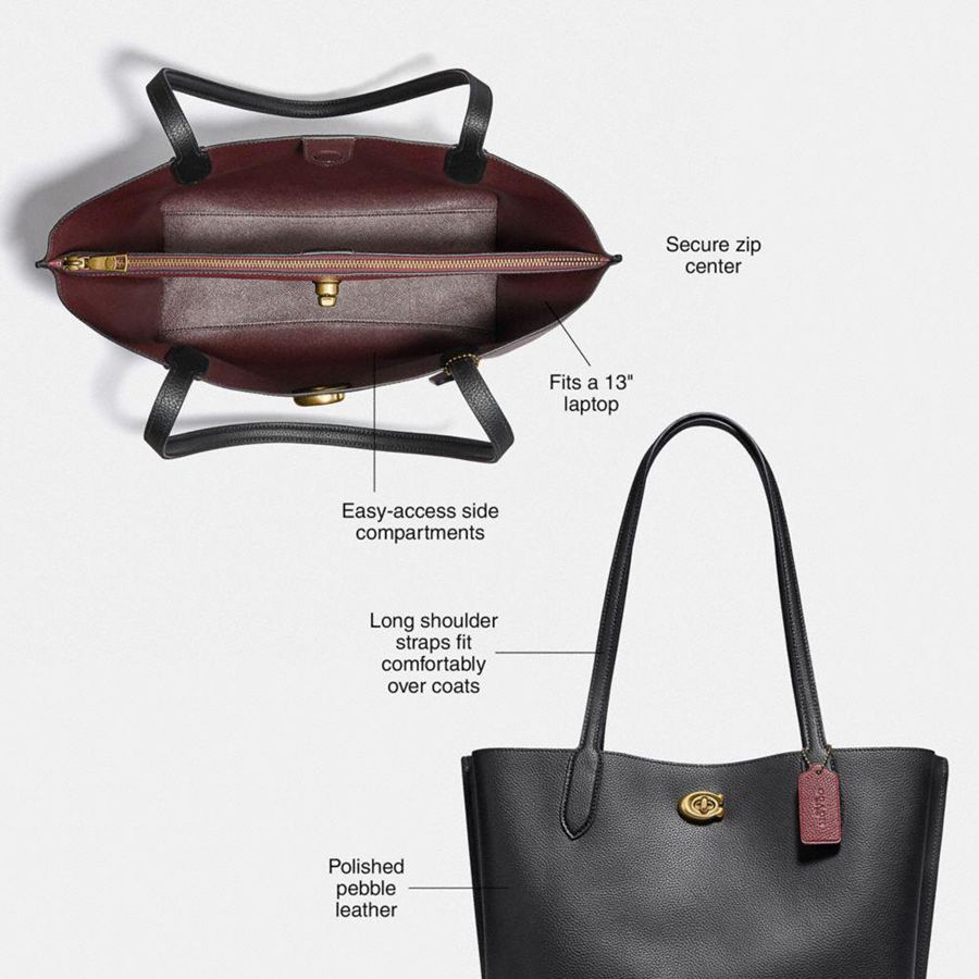 Bolsas Tote COACH Willow Feminino Pretas | 24963OIQT