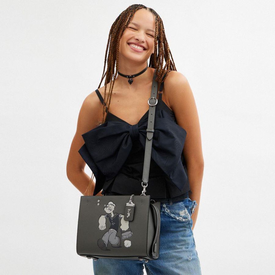 Bolsas Tote COACH X Popeye Rogue 25 Feminino Cinzentas | 82146ZUMJ