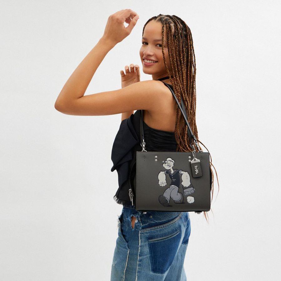 Bolsas Tote COACH X Popeye Rogue 25 Feminino Cinzentas | 82146ZUMJ
