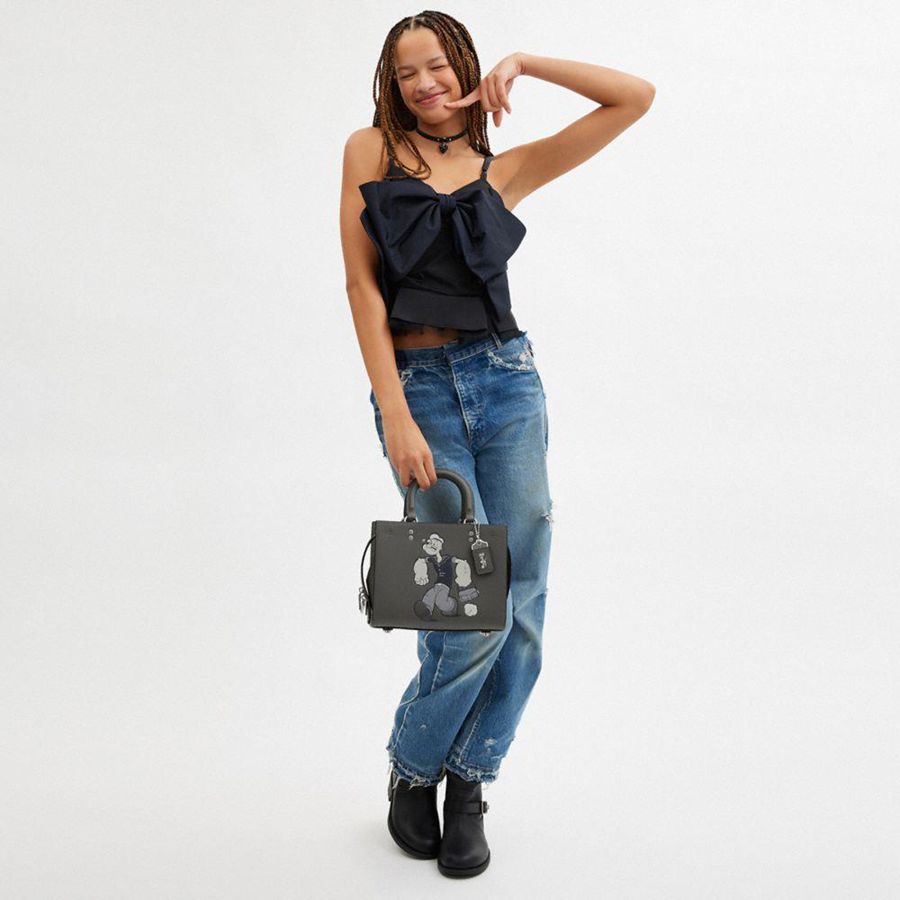 Bolsas Tote COACH X Popeye Rogue 25 Feminino Cinzentas | 82146ZUMJ