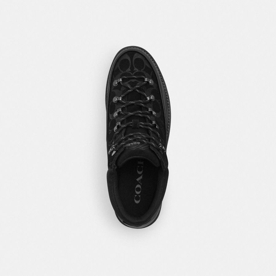 Botas COACH Bradley Hiker In Signature Suede Masculino Pretas | 61970TWES