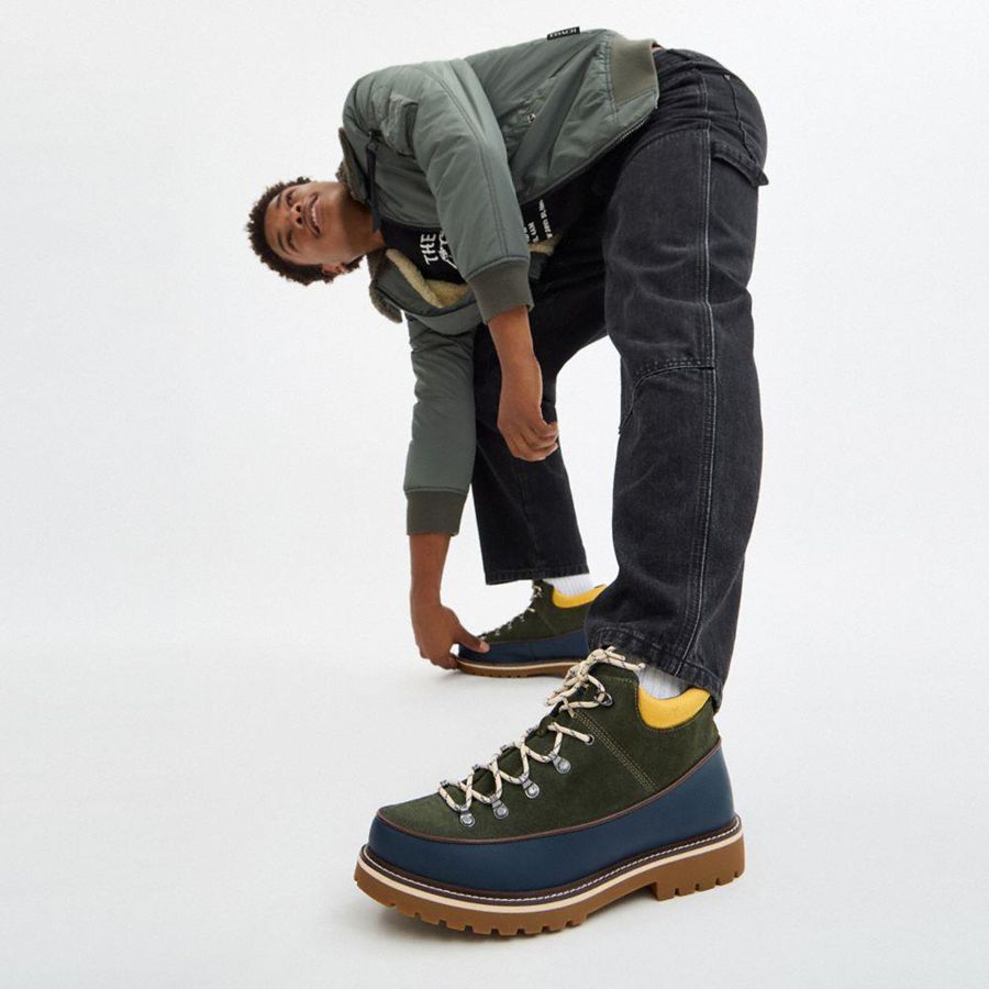 Botas COACH Bradley Hiker Masculino Verdes | 21735PLXC