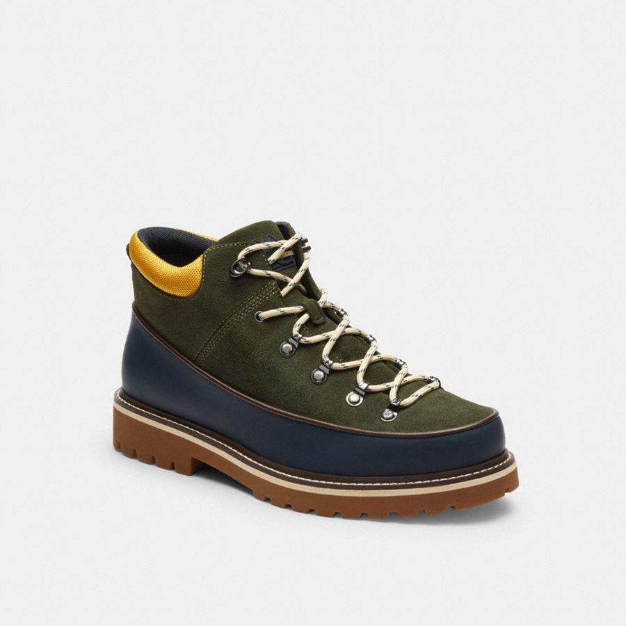 Botas COACH Bradley Hiker Masculino Verdes | 21735PLXC