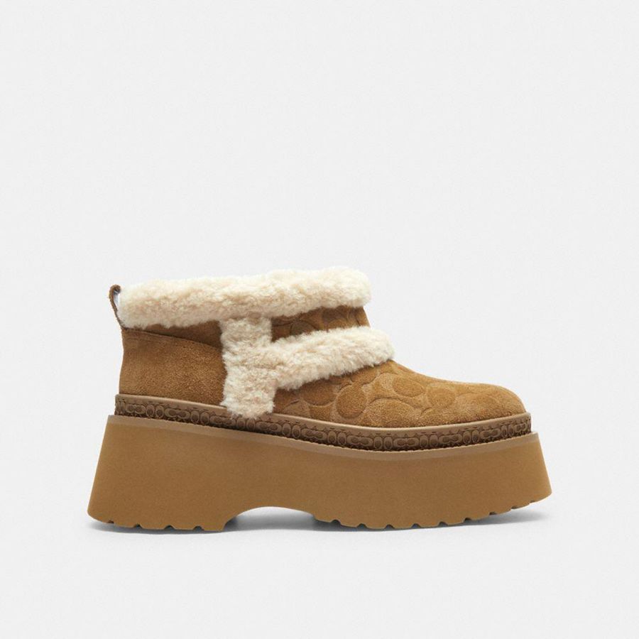 Botas COACH Christinaie In Signature Suede Feminino Marrom | 10675ADJB