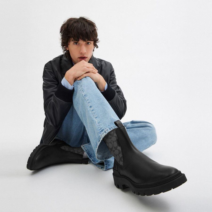 Botas COACH Colson With Signature Masculino Pretas | 71823LCDN