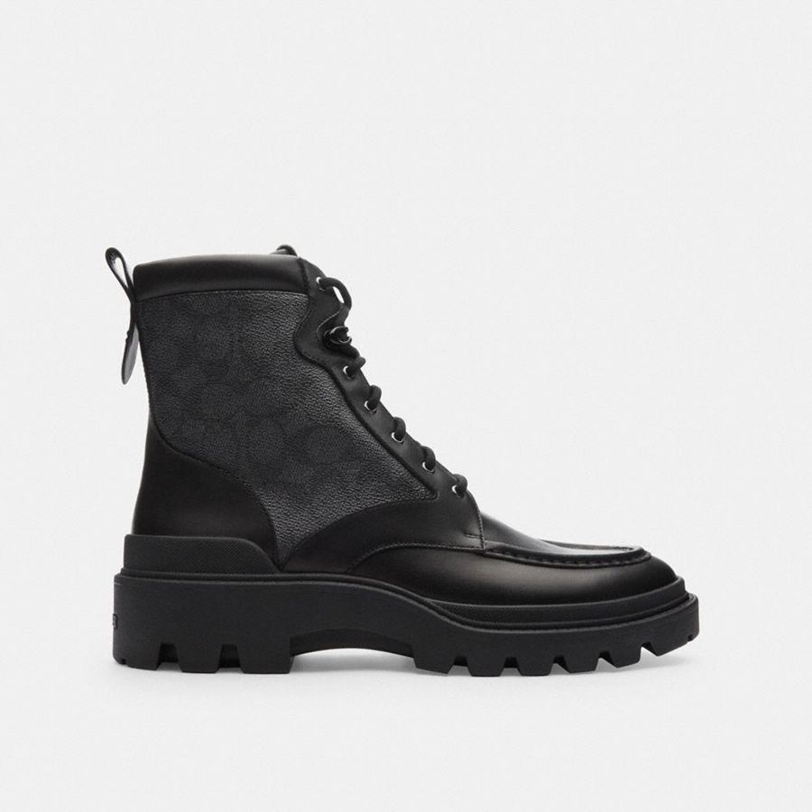 Botas COACH Connor In Signature Canvas Masculino Pretas | 29658OPCN
