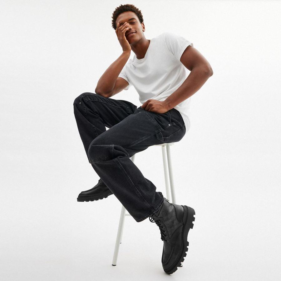 Botas COACH Connor In Signature Canvas Masculino Pretas | 29658OPCN