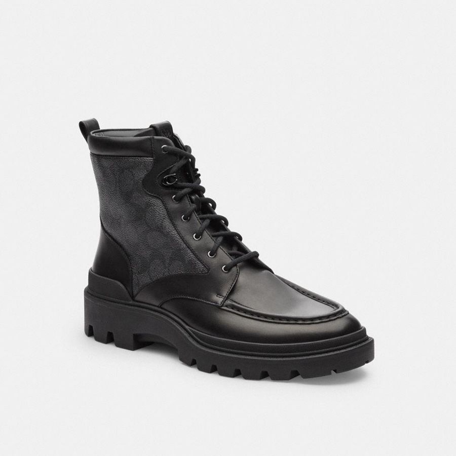 Botas COACH Connor In Signature Canvas Masculino Pretas | 29658OPCN