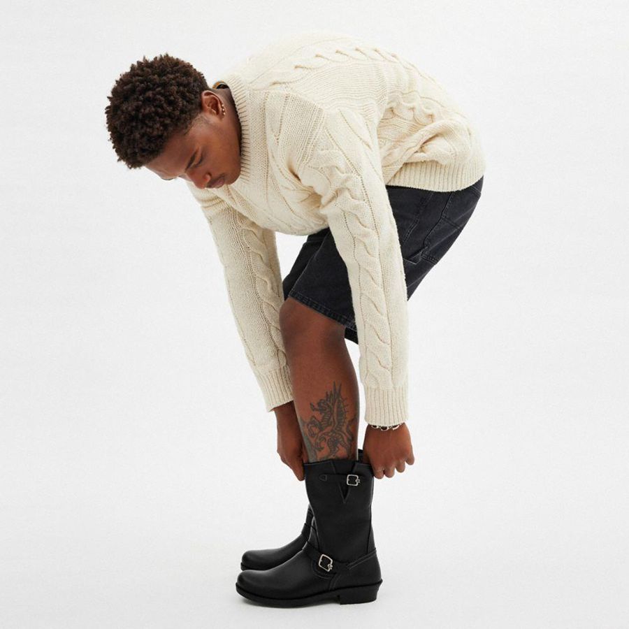 Botas COACH Dawn Motoie Masculino Pretas | 59420YKOE