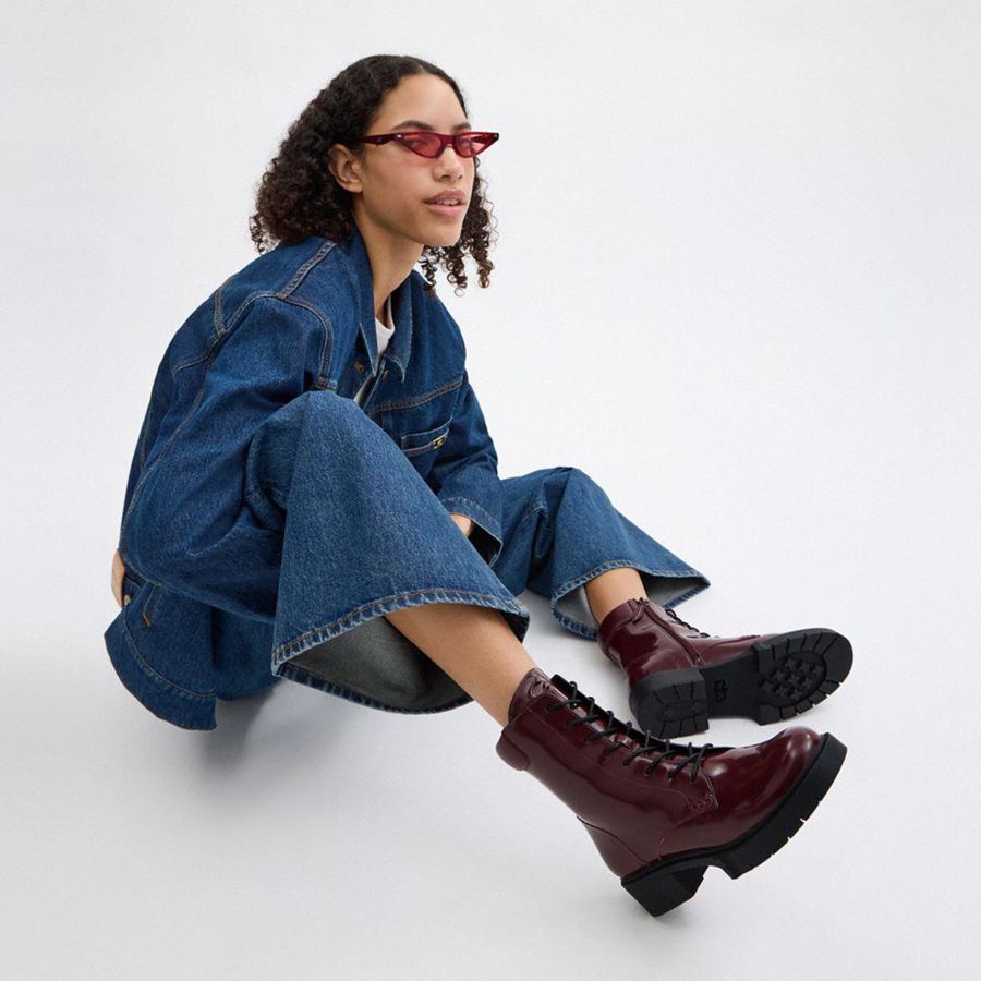 Botas COACH Leightonie Feminino Bordeaux | 27859HOYE