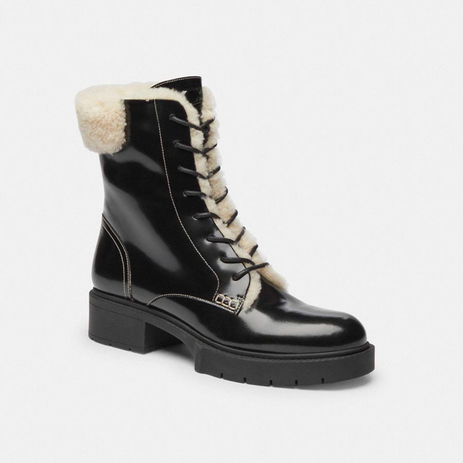 Botas COACH Leightonie Feminino Pretas | 75816CZMX