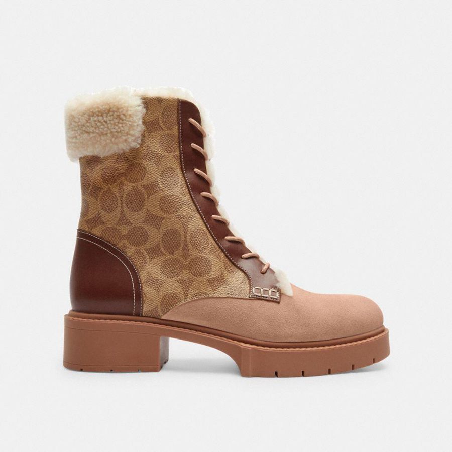 Botas COACH Leightonie In Signature Canvas Feminino Marrom | 06395MOLV