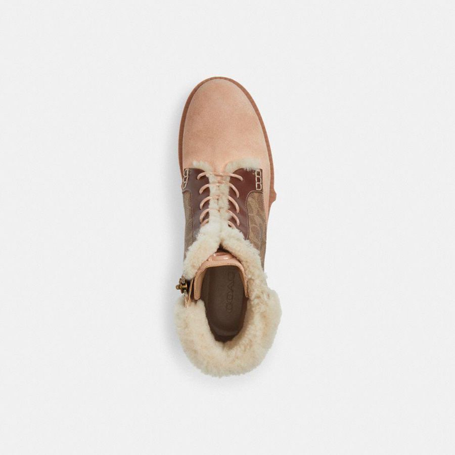 Botas COACH Leightonie In Signature Canvas Feminino Marrom | 06395MOLV