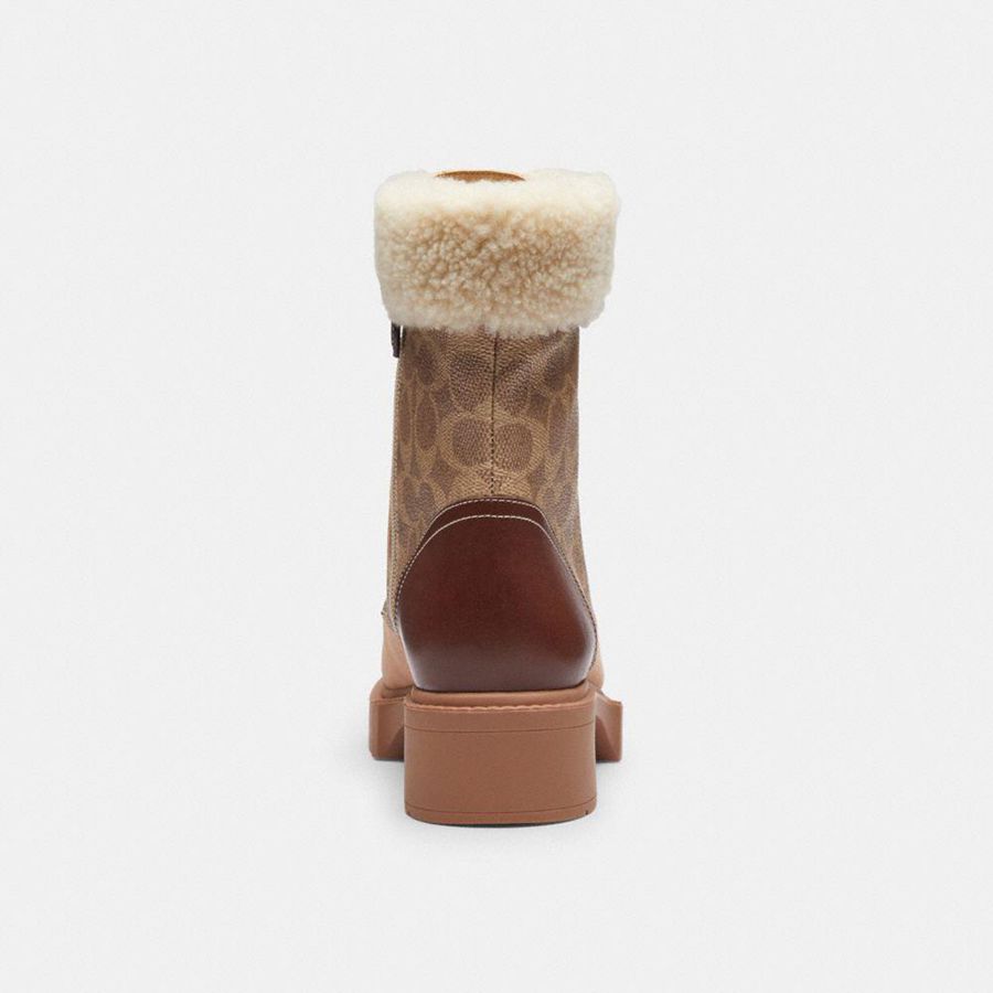 Botas COACH Leightonie In Signature Canvas Feminino Marrom | 06395MOLV