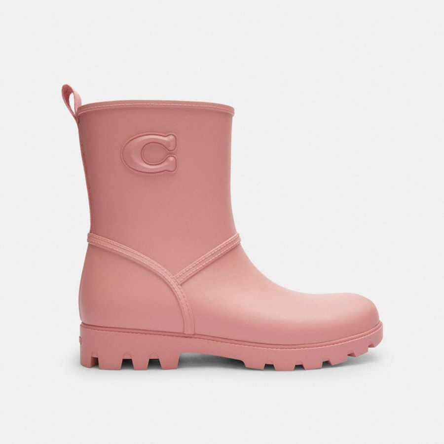Botas COACH Ryder Rain Feminino Rosa | 42736NIAP