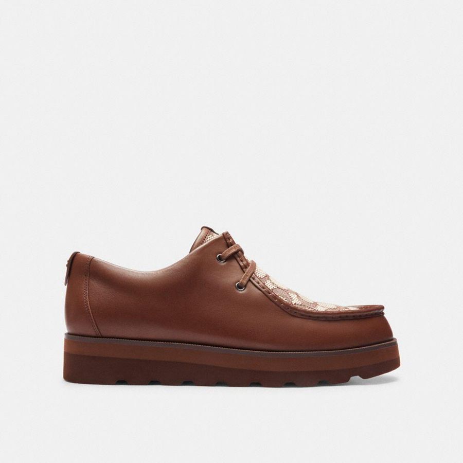 Botas COACH Scott Apron Toe In Signature Jacquard Masculino Marrom | 47981ICQH