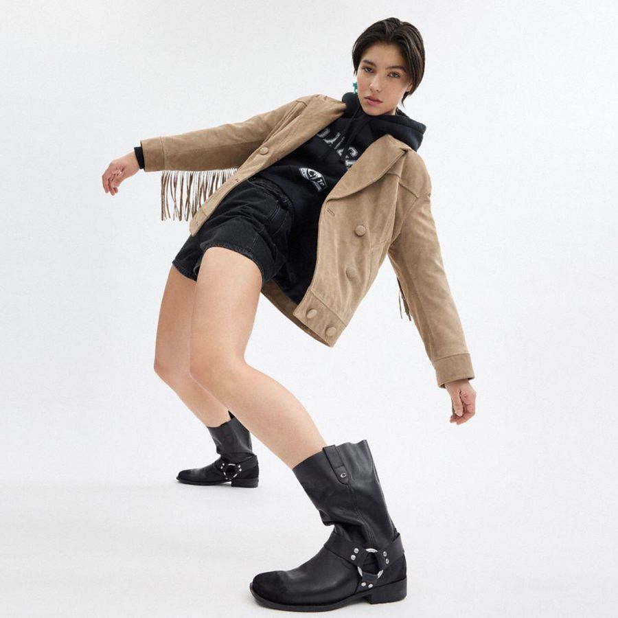 Botas COACH Tara Biker Feminino Pretas | 56103DZIH