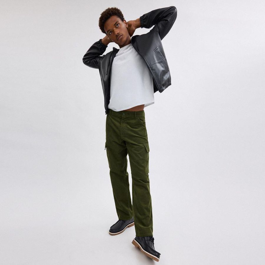 Calças COACH Corduroy Cargo Masculino Verde Oliva | 45091LSZY