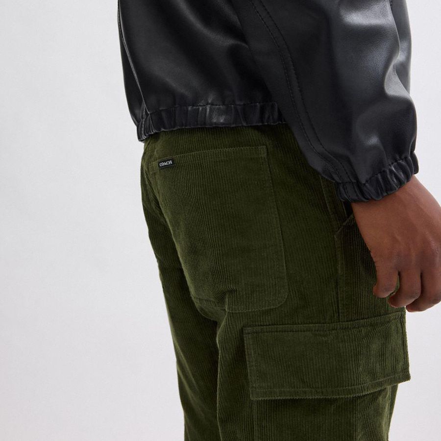 Calças COACH Corduroy Cargo Masculino Verde Oliva | 45091LSZY