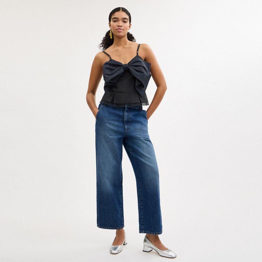 Calças COACH Denim Trousers Feminino Azuis | 95824XKVO