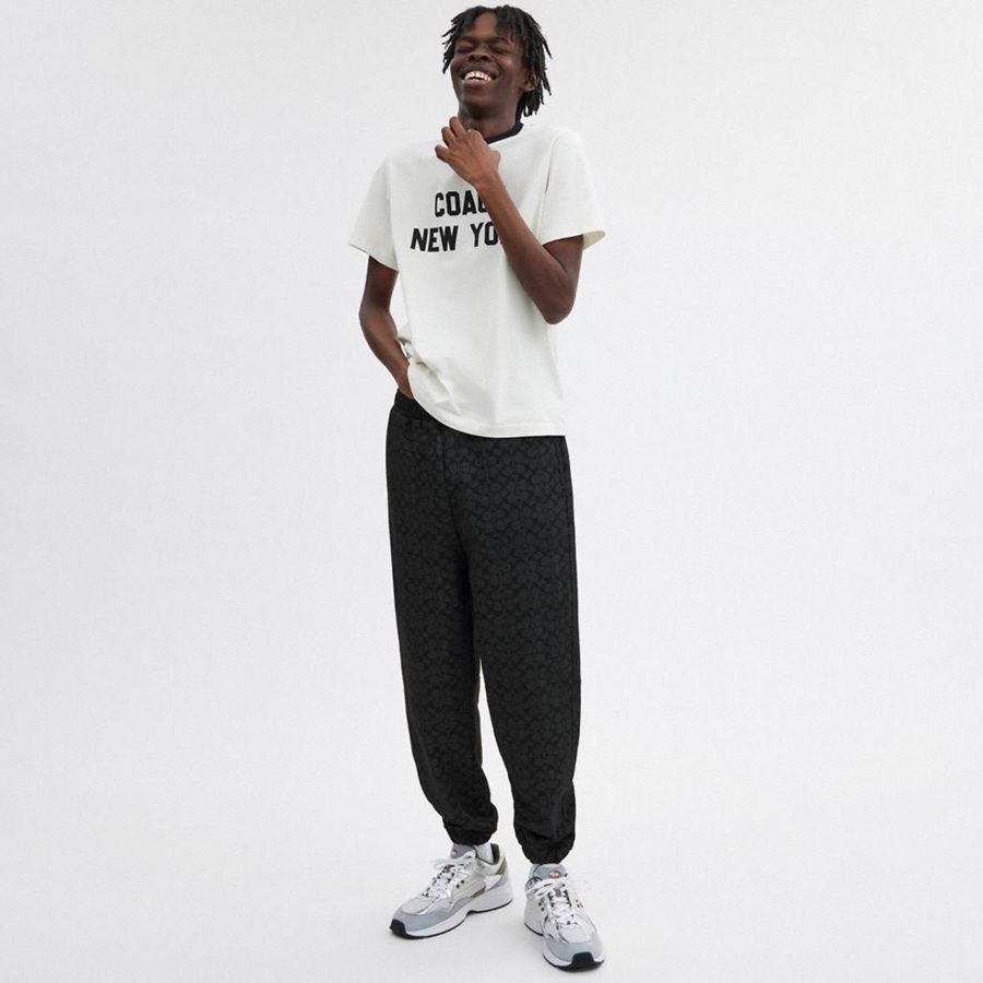Calças COACH Essential Signature Joggers Masculino Cinzentas | 38546RZBX