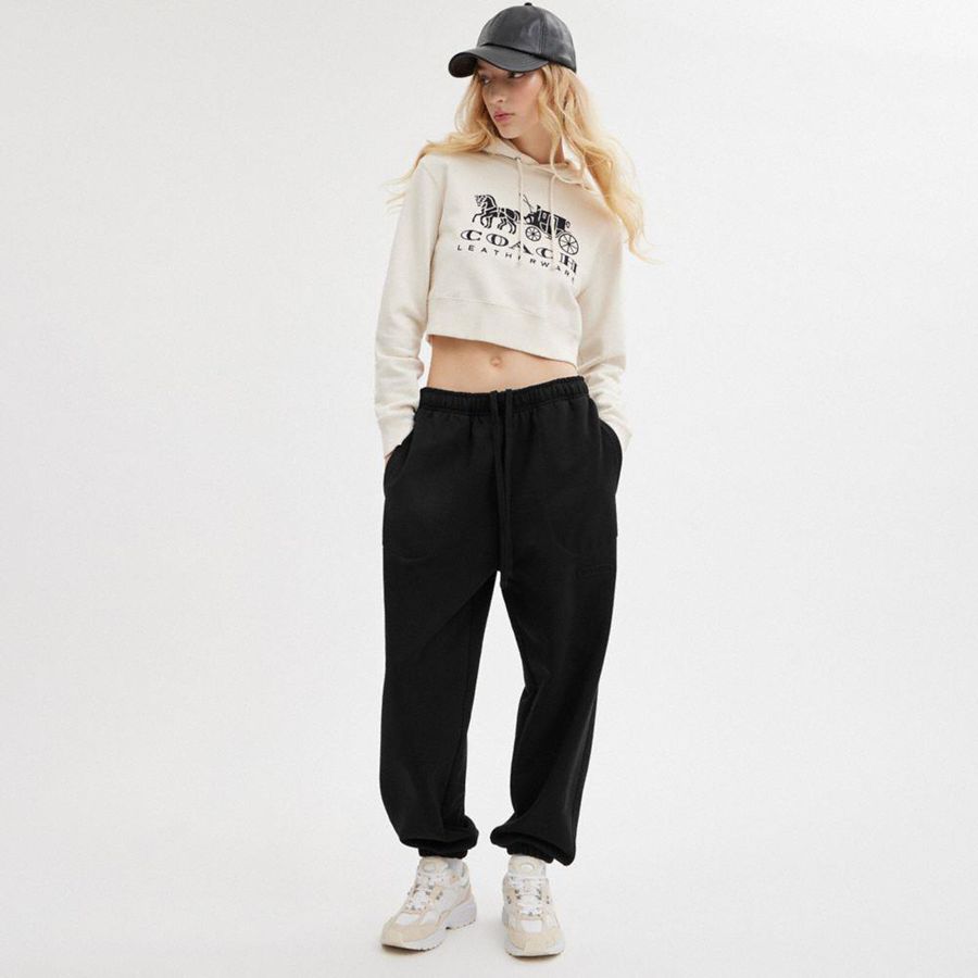 Calças COACH Essential Solid Joggers Feminino Pretas | 70146XDKN