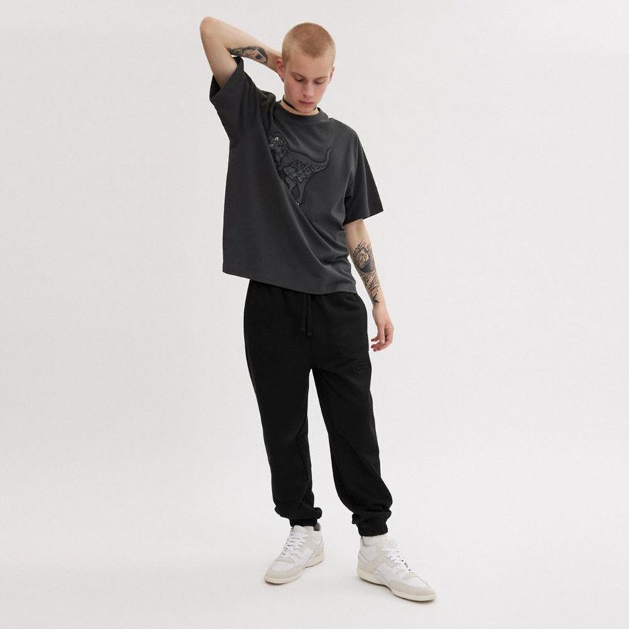 Calças COACH Essential Solid Joggers Masculino Pretas | 49728CFJT