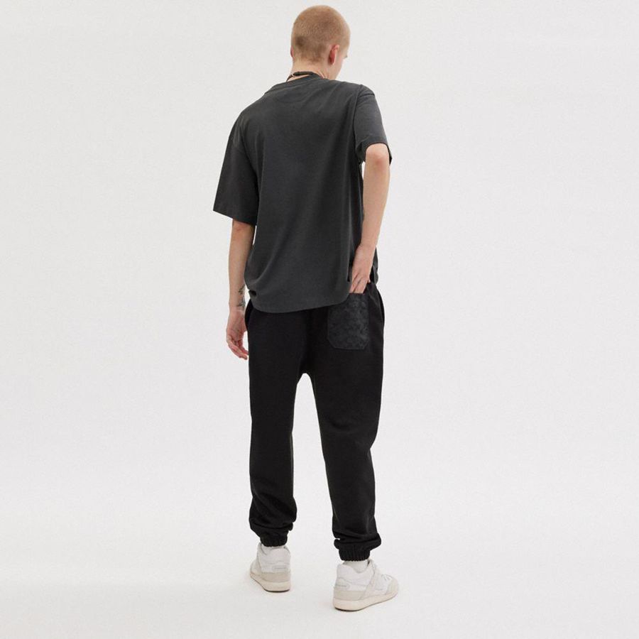 Calças COACH Essential Solid Joggers Masculino Pretas | 49728CFJT