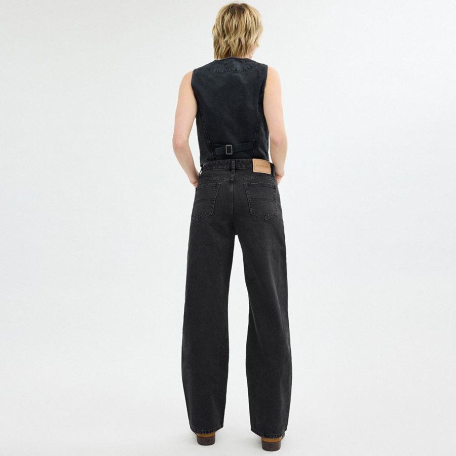 Calças COACH Loose Fit Jeans In Organic Cotton Feminino Pretas | 42176NKOY