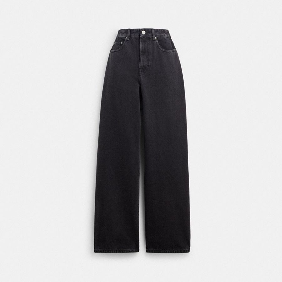 Calças COACH Loose Fit Jeans In Organic Cotton Feminino Pretas | 42176NKOY