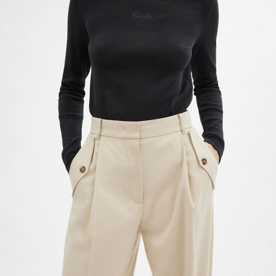 Calças COACH Tailored Feminino Caqui | 60349ACNY