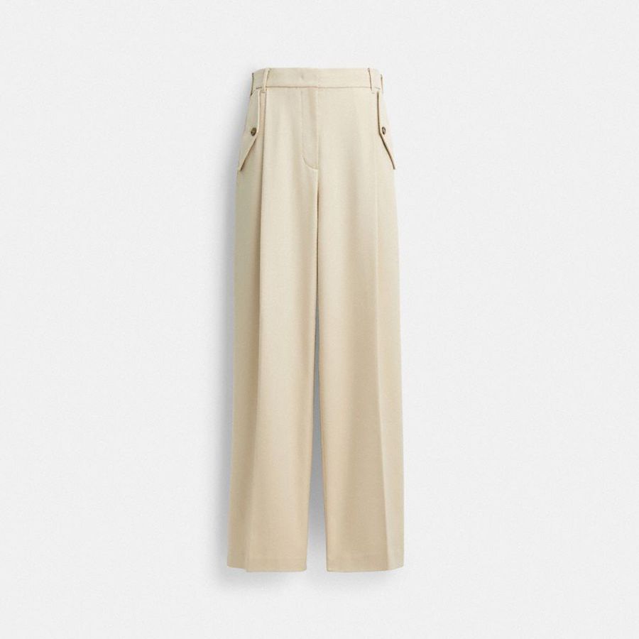 Calças COACH Tailored Feminino Caqui | 60349ACNY
